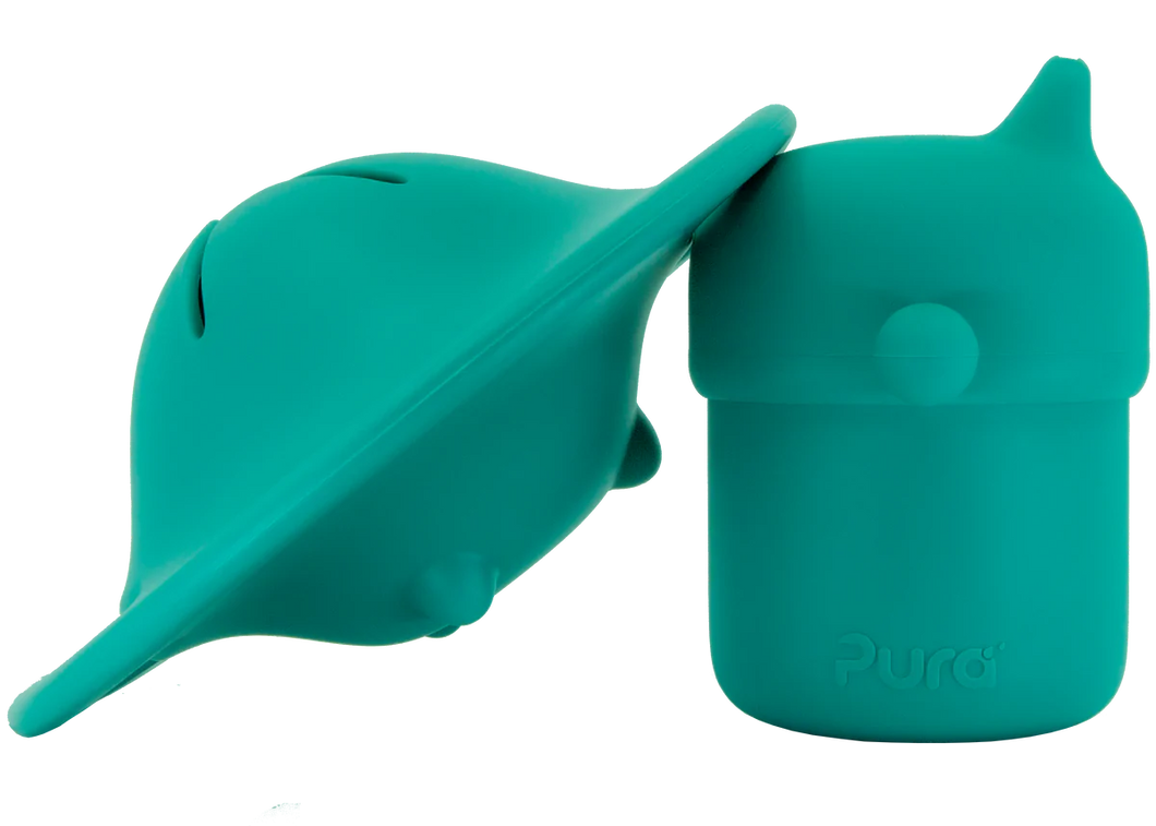 Pura my-my Silicone Sippy Cup + Snack Saucer Bundle - Mint