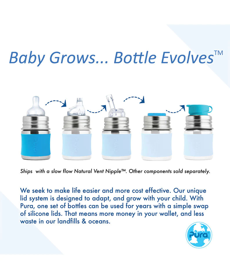 Pura Kiki® 150ml Infant Stainless Steel Bottle - Moss