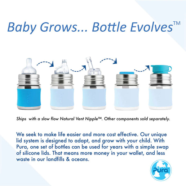 Pura Kiki® 150ml Infant Stainless Steel Bottle - Moss