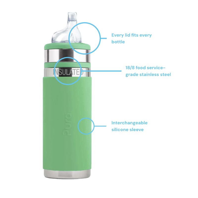 Pura Kiki® 325ml Toddler Sippy Stainless Steel Bottle - Rose