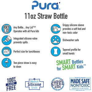 Pura Kiki 325ml Straw Stainless Steel Bottle - Unicorn