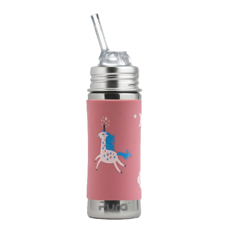 Pura Kiki® 325ml Kiddo Straw Stainless Steel Bottle - Unicorn