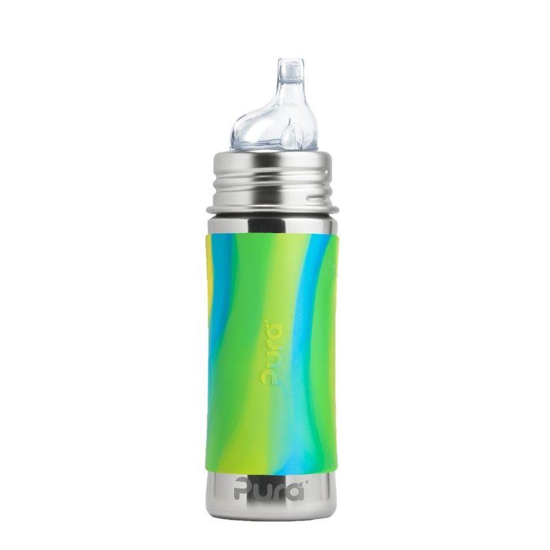 Pura Kiki® 325ml Toddler Sippy Stainless Steel Bottle - Aqua Swirl