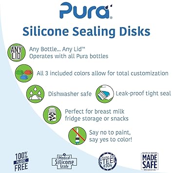 Pura Kiki® Silicone Sealing Disks 2pk - Moss/Mint