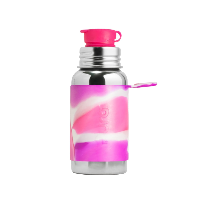 Pura Big Mouth® Junior Sport 550ml Stainless Steel Bottle - Pink Swirl