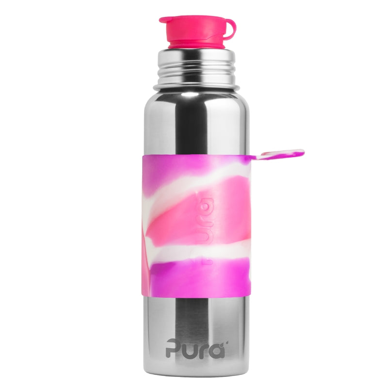 Pura Big Mouth® Sport 850ml Stainless Steel Bottle - Pink Swirl
