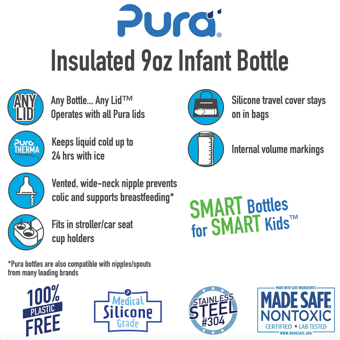 Pura Kiki® 260ml Insulated Infant Stainless Steel Bottle - Rose