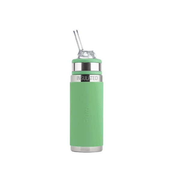 Pura Kiki® 260ml Insulated Kiddo 6m+ Straw Stainless Steel Bottle - Moss