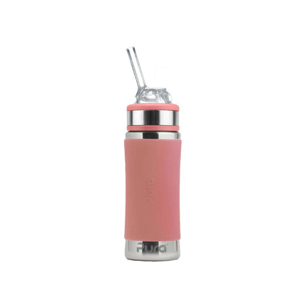 Pura Kiki® 325ml Kiddo 6m+ Straw Stainless Steel Bottle - Rose