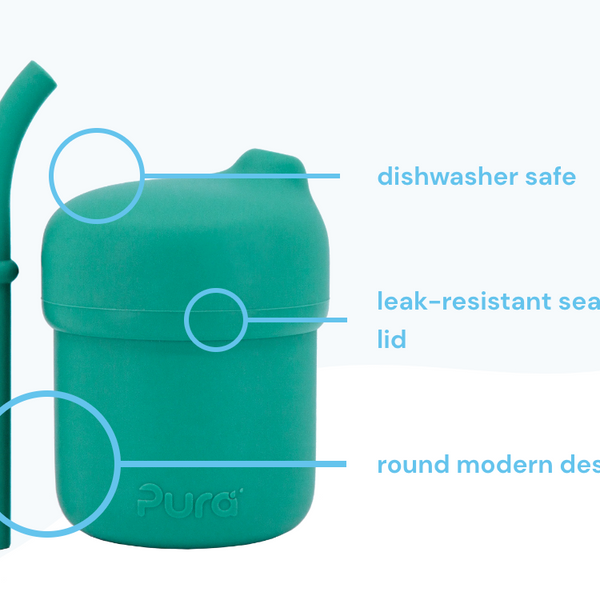 Pura my-my™ Silicone Straw Cup Set of 2 - Mint & Slate