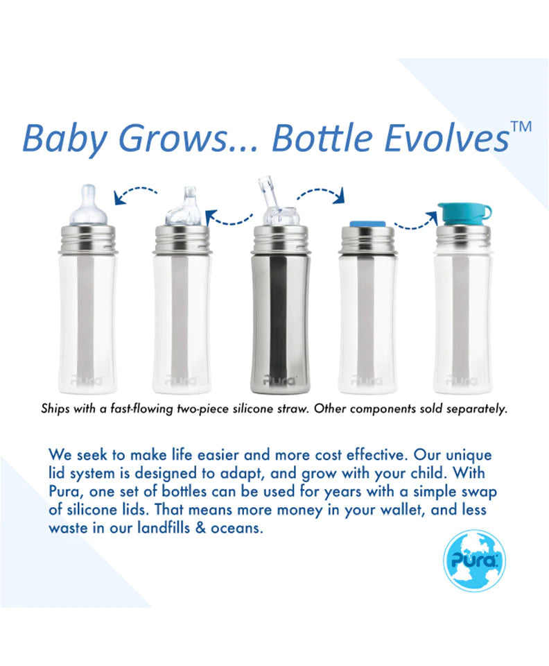 Pura Kiki® 325ml Kiddo Straw Stainless Steel Bottle - Unicorn