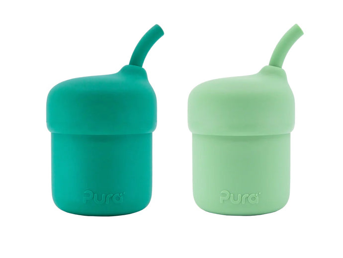 Pura my-my Silicone Straw Cup Set of 2 - Mint & Moss