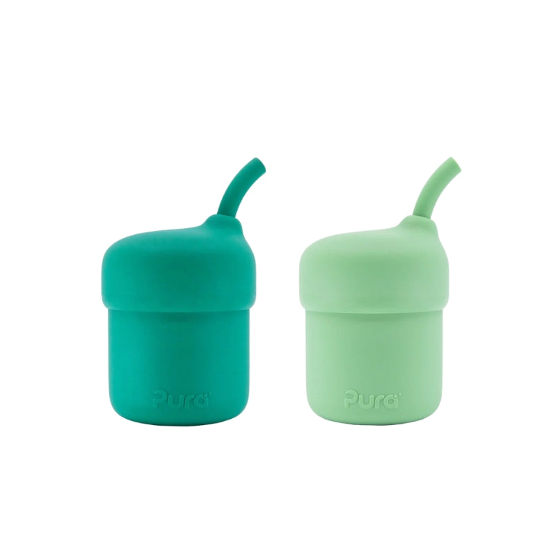 Pura my-my™ Silicone Straw Cup Set of 2 - Mint & Moss