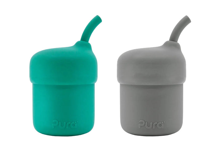 Pura my-my Silicone Straw Cup Set of 2 - Mint & Slate