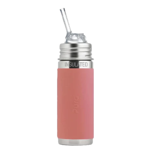 Pura Kiki® 260ml Insulated Kiddo Straw Stainless Steel Bottle - Rose