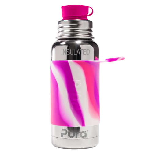 Pura Big Mouth® Sport 475ml Insulated Stainless Steel Bottle - Pink Swirl