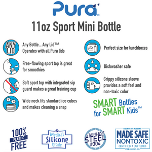 Pura Kiki 325ml Sport Mini Stainless Steel Bottle - Aqua