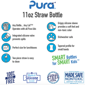 Pura Kiki 325ml Straw Stainless Steel Bottle - Aqua