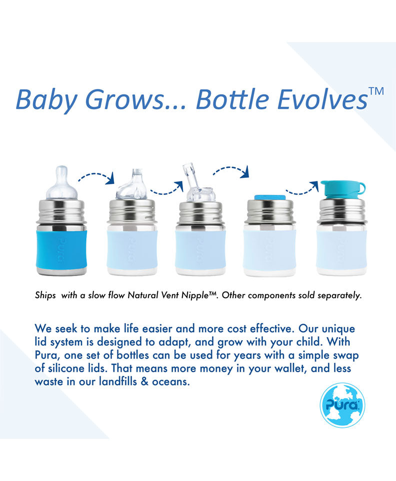 Pura Kiki® 150ml Infant Stainless Steel Bottle - Aqua
