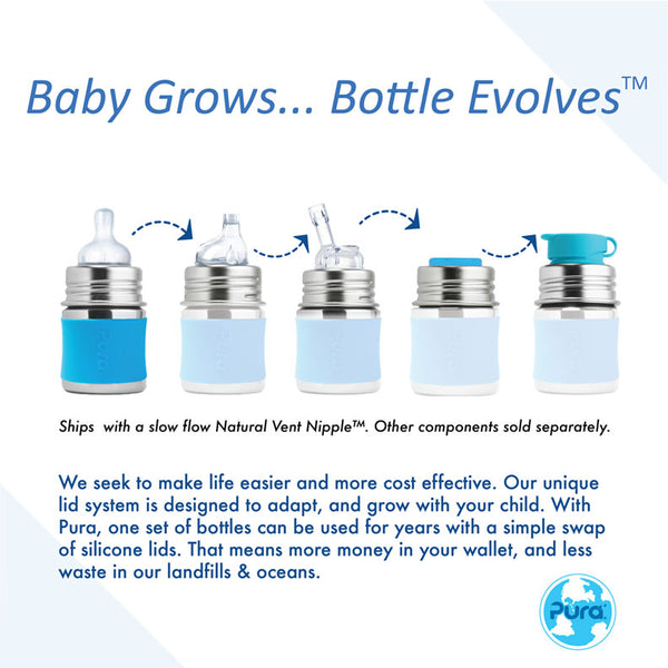 Pura Kiki® 150ml Infant Stainless Steel Bottle - Aqua
