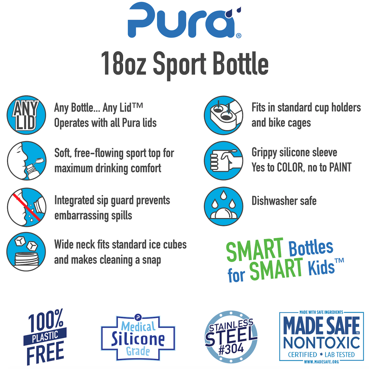 Pura Big Mouth® Junior Sport 550ml Stainless Steel Bottle - Pink Swirl