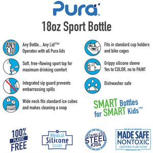 Pura Big Mouth® Junior Sport 550ml Stainless Steel Bottle - Pink Swirl