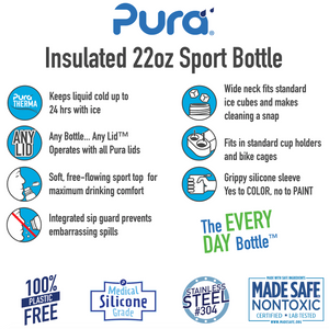 Pura Sport 650 Insulated Stainless Steel Bottle - Green