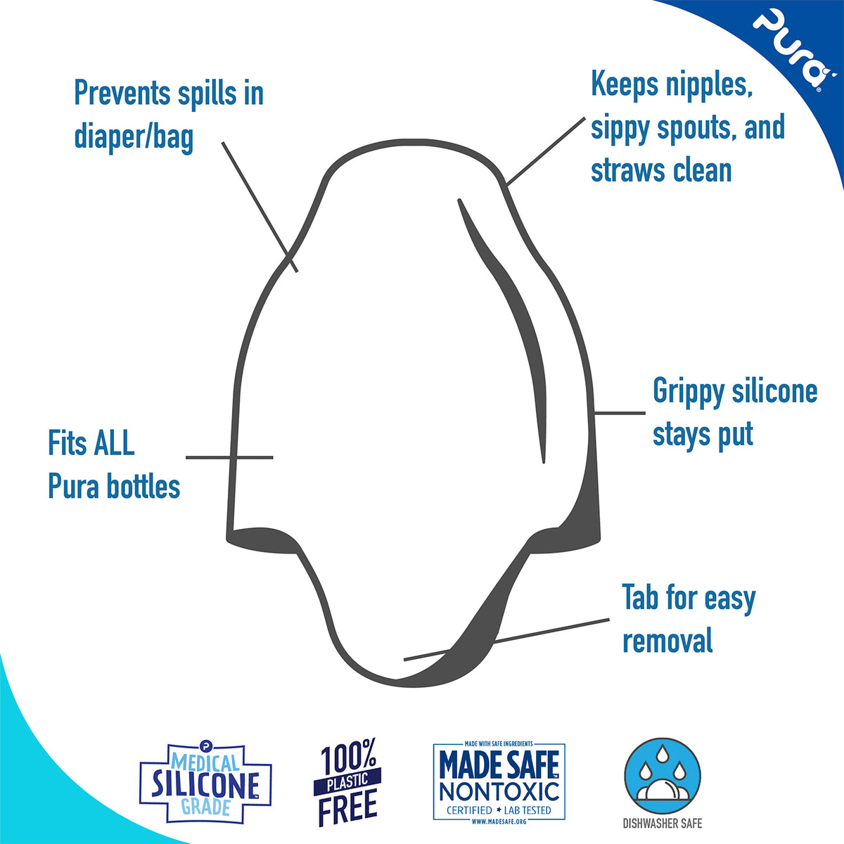 Pura Kiki® Silicone Travel Cover 2PK Aqua Blue