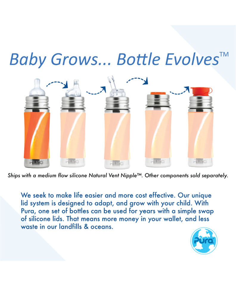 Pura Kiki® 325ml Infant Stainless Steel Bottle - Aqua