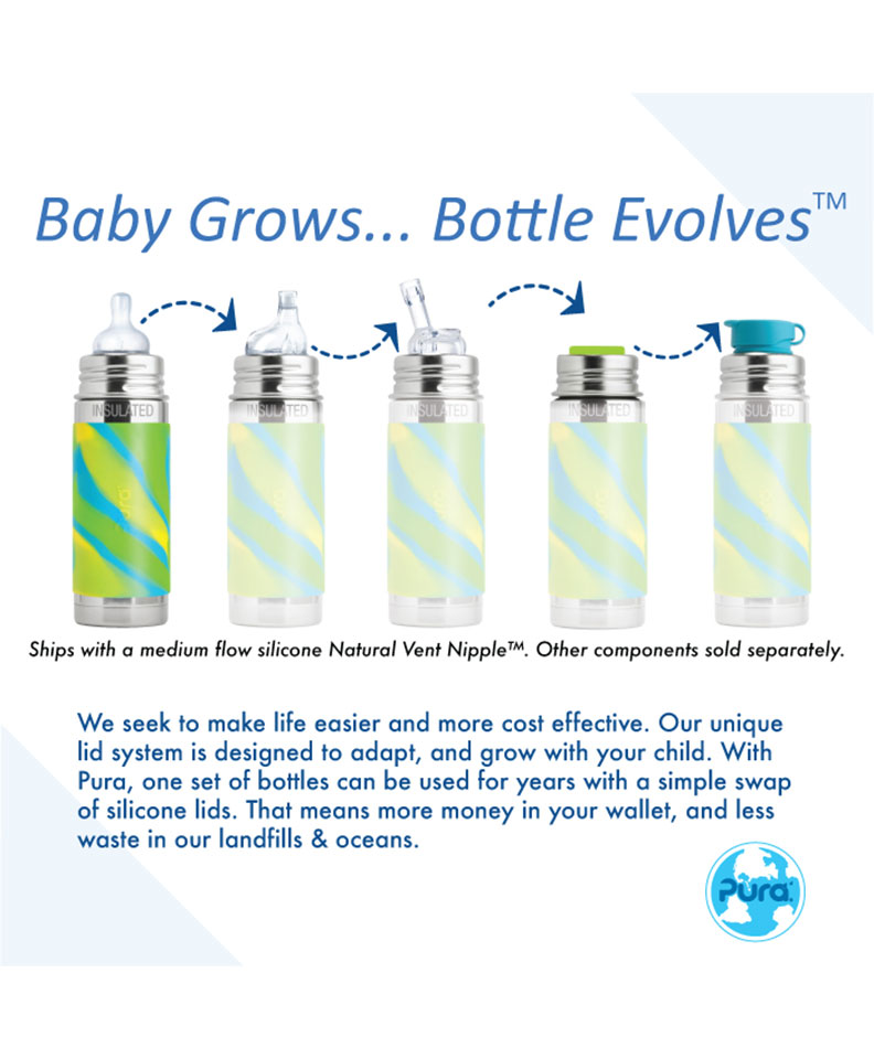 Pura Kiki® 260ml Insulated Infant Stainless Steel Bottle - Aqua