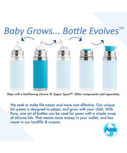 Pura Kiki 260ml Insulated Toddler Sippy Stainless Steel Bottle - Slate