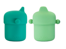 Load image into Gallery viewer, Pura my-my Silicone Sippy Cup Set of 2 - Mint &amp; Moss
