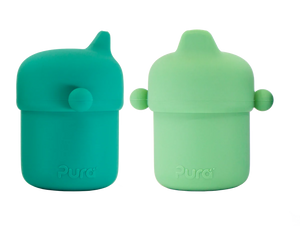 Pura my-my Silicone Sippy Cup Set of 2 - Mint & Moss